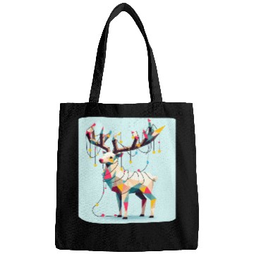 Discover Geometric reindeer with christmas lights Bags