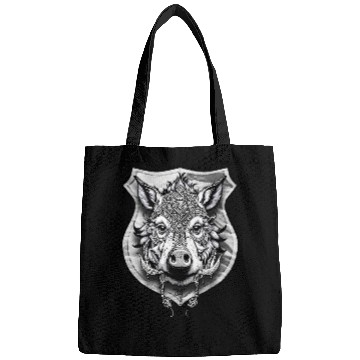 Discover shield with wild boar head - DIGITAL - grayscale Bags