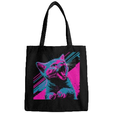 Discover Glitchy Kitten Techno Digital Cat Lovers Meow Bags