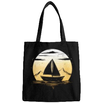 Discover Sailboat moon sailing gift for captain holiday Bags