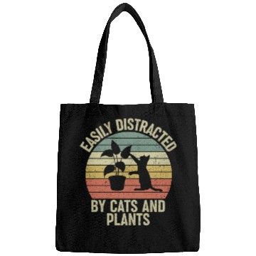 Discover Easily Distracted By Cats And Plants Lover Funny Bags