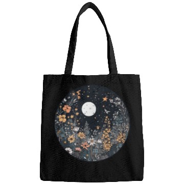 Discover Midnight Sky Aesthetic Meadow Flower Garden Graphi Bags