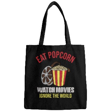 Discover Eat Popcorn Watch Movies Ignore The World Bags