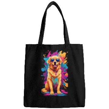 Discover Cool Golden Retriever with Sunglasses Bags