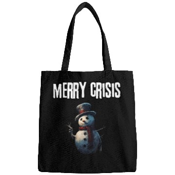 Discover merry crisis, snowman, humorous, merry christmas Bags