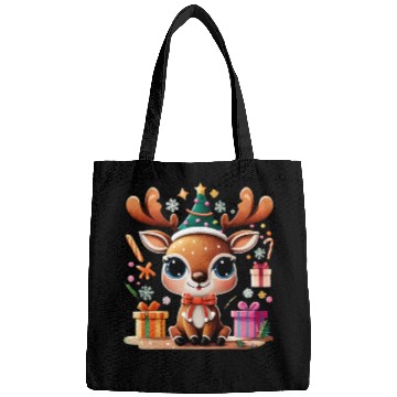 Discover Cute Reindeer Merry Christmas Gift Happy Holidays Bags