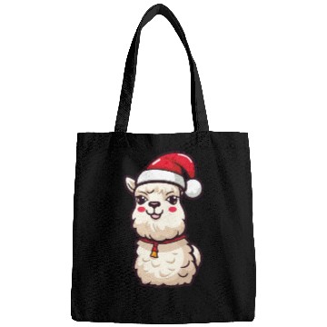 Discover CUte Llama Wearing Santa Hat Bags
