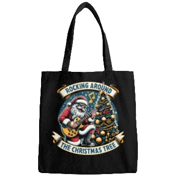 Discover Funny Christmas Santa Play Guitar Christmas Tree Bags
