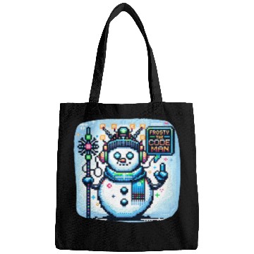 Discover Frosty the Code-man | Cyberpunk Neon Snowman Pixel Bags