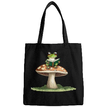 Discover Frog with a Book on Mushroom Bags