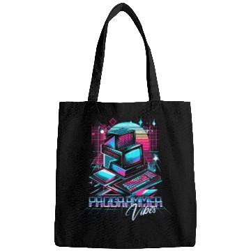 Discover Retro Neon Programmer Vibes 90s Bags