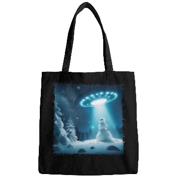 Discover UFO Beams Snowman in Winter Night Bags