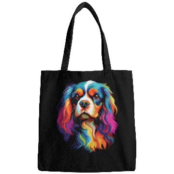 Discover Watercolor Colorful Cavalier King Charles Spaniel Bags