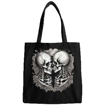 Discover Skeleton Kissing Lovers' Design: Eternal Embrace Bags