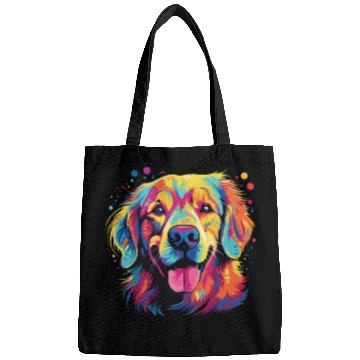 Discover Watercolor Colorful Golden Retriever Bags