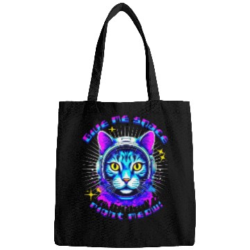 Discover Neon cat give me space right meow Bags