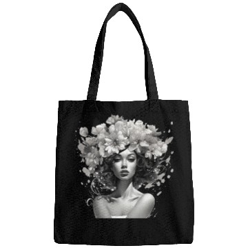 Discover Woman with flowers on her head Bags