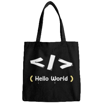 Discover hello world white Bags