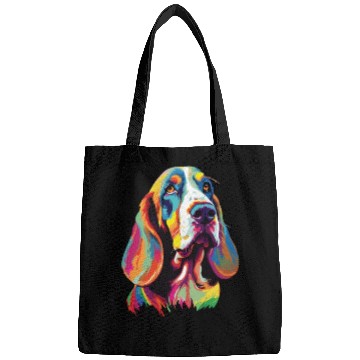 Discover Watercolor Colorful Basset Hound Bags