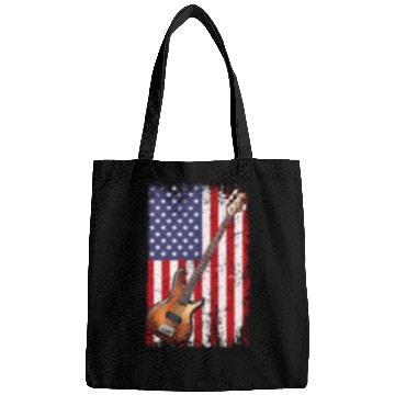 Discover bass guitar american flag, funny bass player Bags