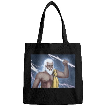 Discover A Titan holding a lightning bolt Bags