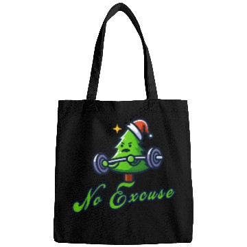 Discover No excuse, funny christmas tree on gym Bags