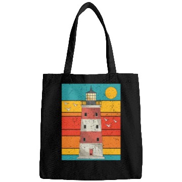 Discover Retro full moon sea gift lighthouse Bags