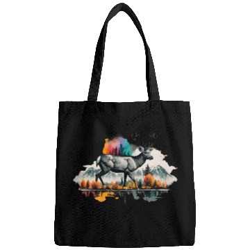 Discover A majestic deer in ink painting style Bags