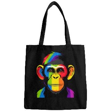Discover Expressive Chimpanzee in Colorful Graphic Artwork Bags