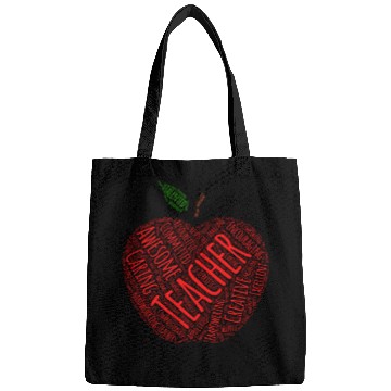 Discover Creative Teacher Red Apple Word Art Bags