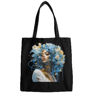 Discover Blue haired floral lady Bags