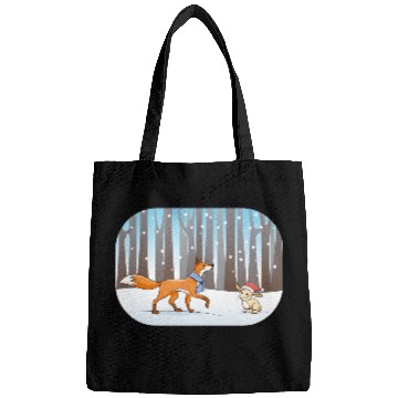Discover fox and rabbit in a winter forest Bags