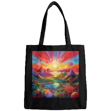 Discover Bright Vibrant Geometric Landscape - Modern Scenic Bags