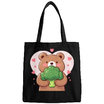Discover Bear in love hugs huge broccoli Bags