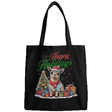 Discover Happy Holidays cute llama Bags