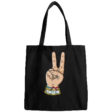 Discover hand peace love Bags