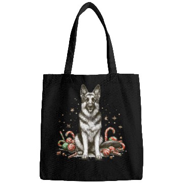 Discover Festive German Shepherd Dog with Candy Decor Bags
