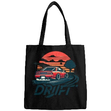Discover Drift car in sunset Bags