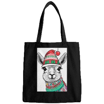 Discover Cute Llama with Christmas Hat Bags