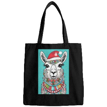 Discover Cute llama with Christmas Hat D83C DF85 Bags