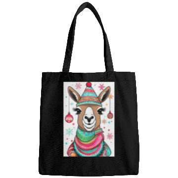 Discover Cute LLama llama with christmas style Bags
