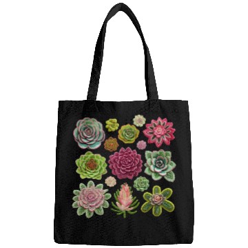 Discover Whimsical Fake Embroidered Succulents Design Bags