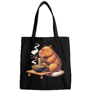 Discover Cute Capybara Eats Ramen Noodles Capybara Ramen Bags