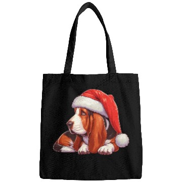 Discover Cute Basset Hound Santa Claus Bags