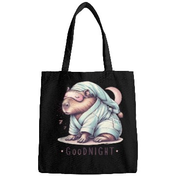 Discover Sleepy Capybara in Comfy Pajamas Bags