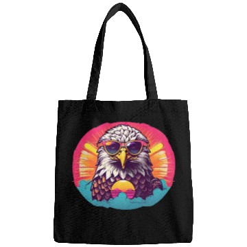 Discover Retro Neon eagle - Retro sunset Bags