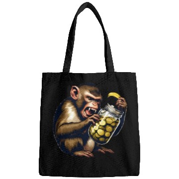 Discover Angry monkey with cucumber jar Bags