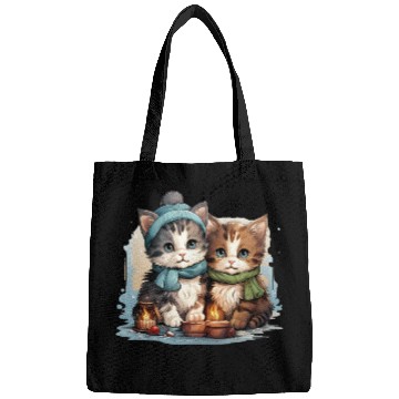Discover chubby kittens in Christmas stockings hanging Bags