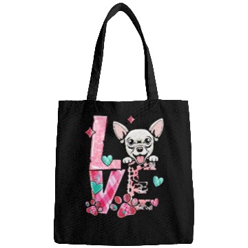 Discover Chihauhau Dog I Love My Dog Valentines Day Bags