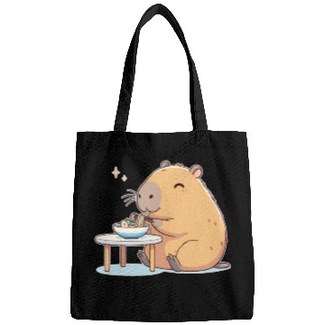 Discover Cute Capybara Eats Ramen Noodles Capybara Ramen Bags